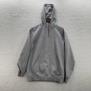Carhartt Hoodie Mens XL Tall Gray Rain Defender Paxton 1/4 Zip Workwear Grunge